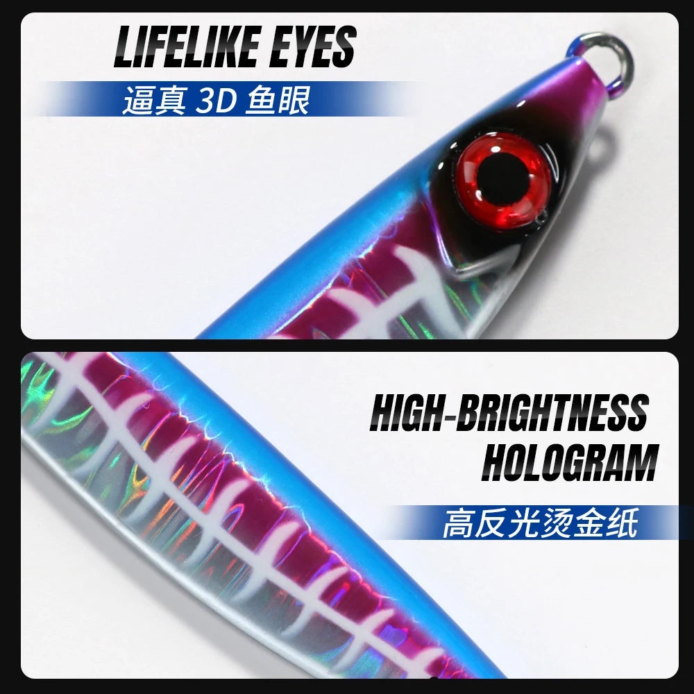 CASTFUN Sardine Glow Casting Jig Lure 40g 60g 80g 100g Slow Jig Saltwater Jigging Lure Fishing Lure Fishing Bait Outdoor Fishing