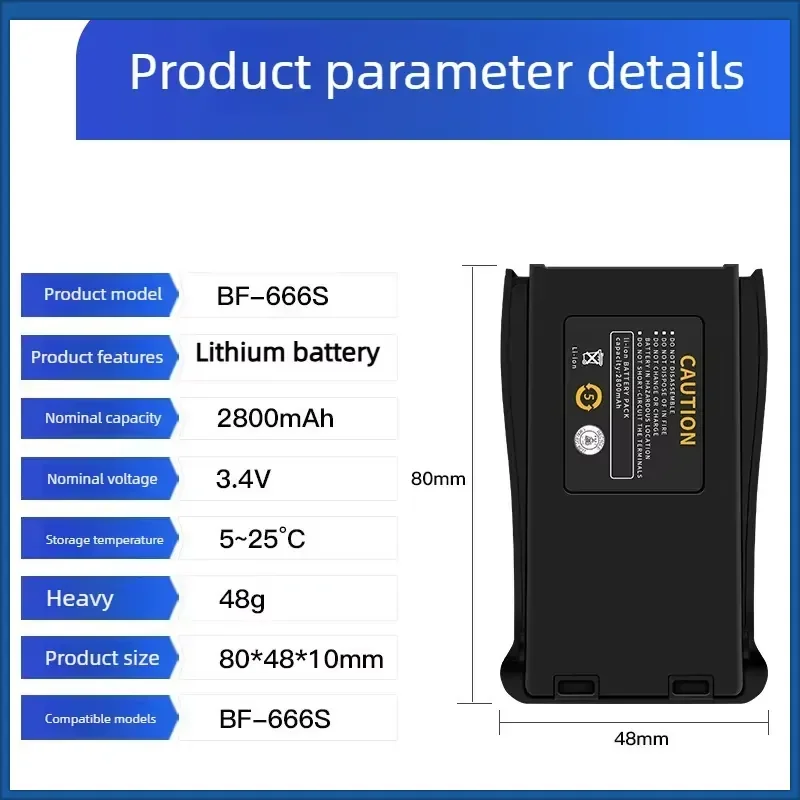 New BF-666S 3.4V 2800mAh High Quality Battery for BAOFENG BF-888S 777S 666S BL-1 Walkie-talkie Battery