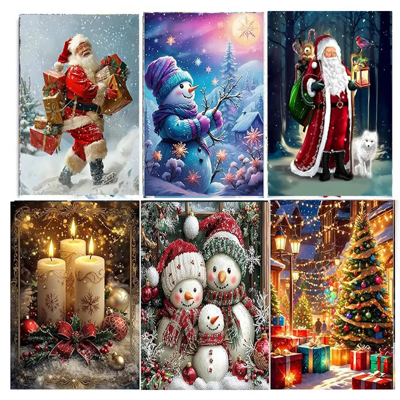 AB Diamond Painting Weihnachtshirsch, Schneemann 5D Diamond Painting Set (Geeignet für Anfänger) DIY Mosaik-Dekoration