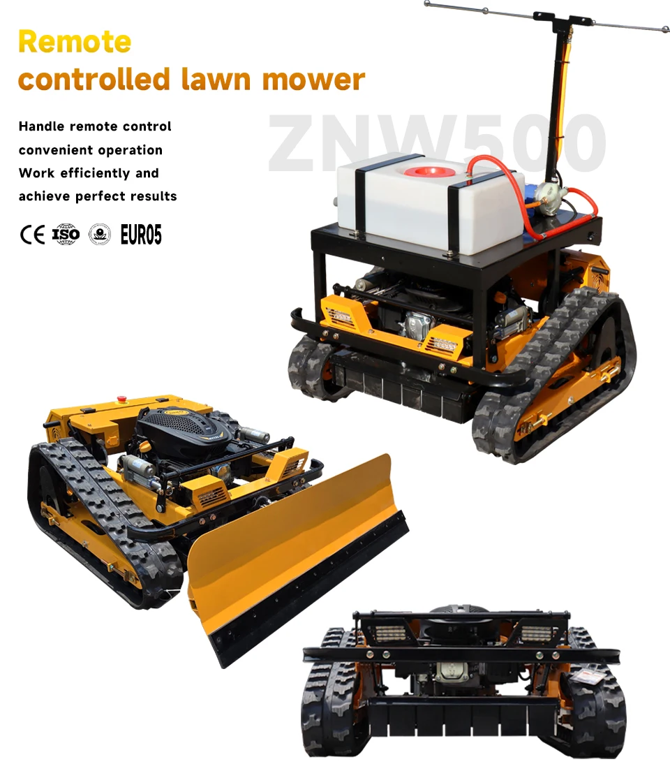 Industrial Remote-Control Lawn Mower Automatic Agricultural Rubber Track EPA/Euro 5 Compliant 500mm Cutting Width Upgrade  spray