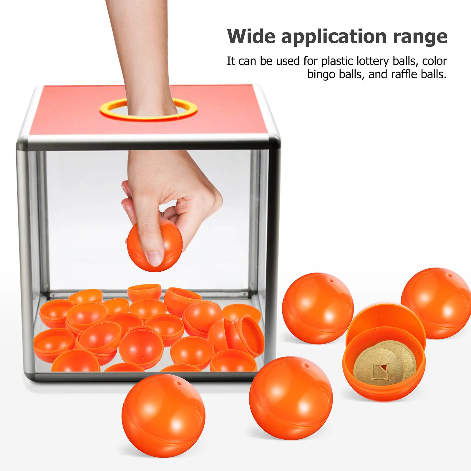25 bolas de lotería naranjas de 4 cm, bolas redondas de plástico huecas y abribles, accesorios de juego, accesorios de fiesta rellenables