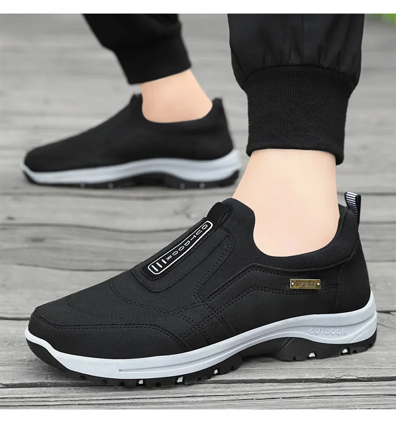 Wasserdichte Slip-On-Wanderschuhe für ältere Herren, rutschfest, stoßdämpfend, mit Profilsohle, für den täglichen Gebrauch im Freien, Freizeitschuhe, Wanderschuhe – Detail 10