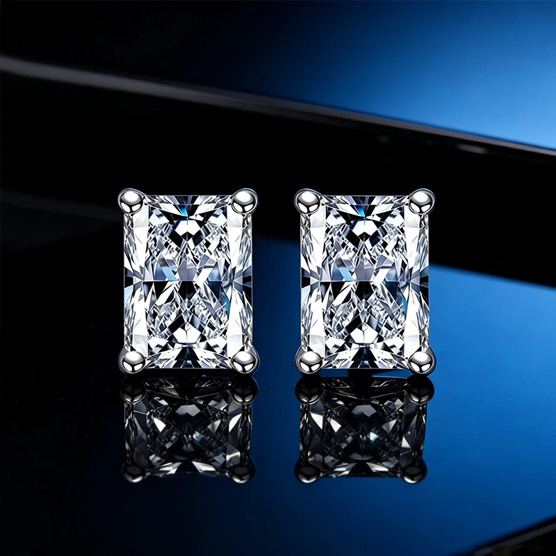 Promotion 0.5-2ct Fancy Cut Moissanite Earrings in D Color VVS1 S925 Silver for Women's Wedding Banquet Party Jewelry Gifts