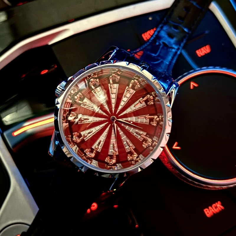 

2025 новые модные круглые мужские часы, водонепроницаемые кожаные повседневные мужские часы Twelve Knights, спортивные кварцевые круглые настольные рыцарские мужские часы