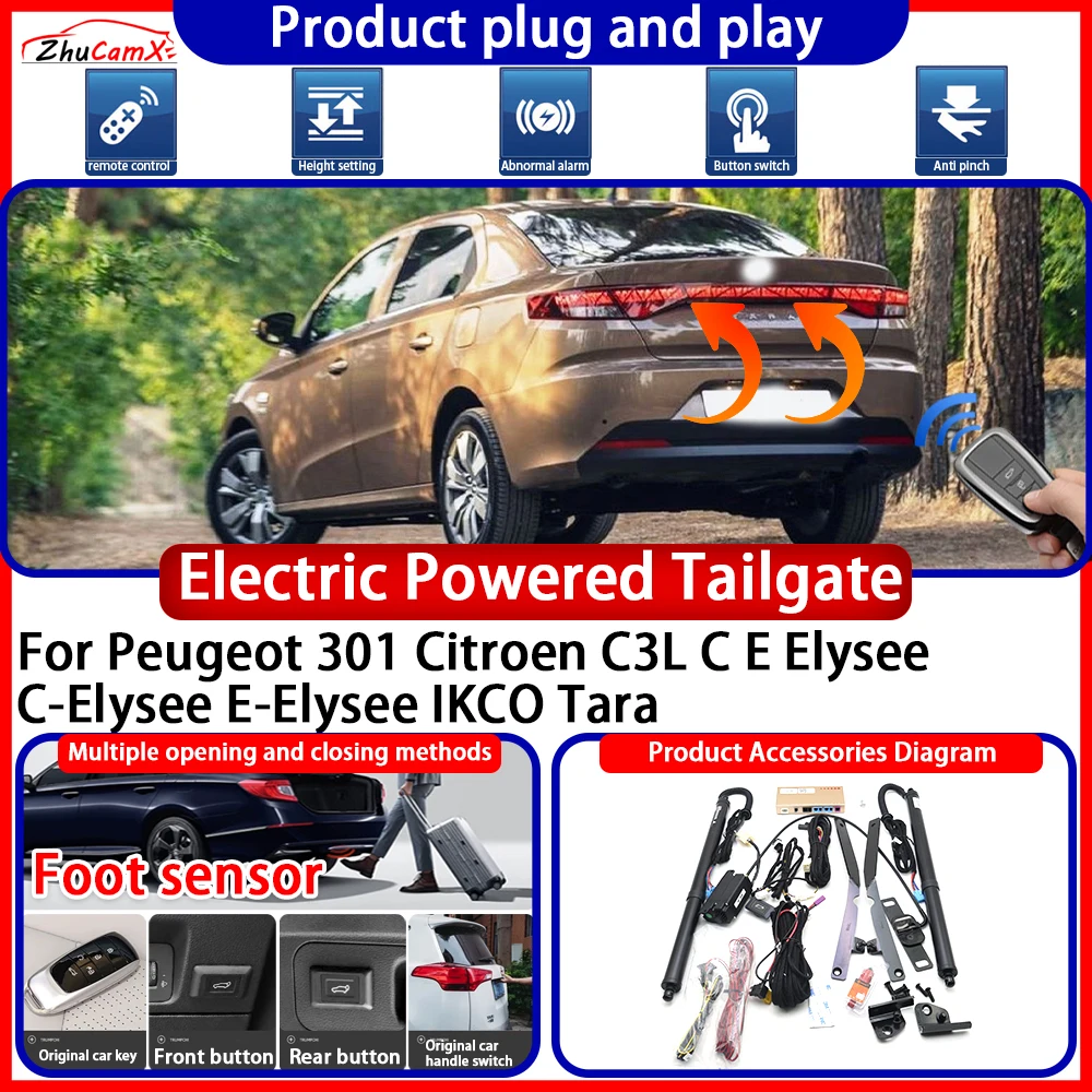 Hayon Électrique Intelligent Anti-Pincement pour Peugeot 301, Citroën C3L, C-Elysée, E-Elysée, IKCO Tara