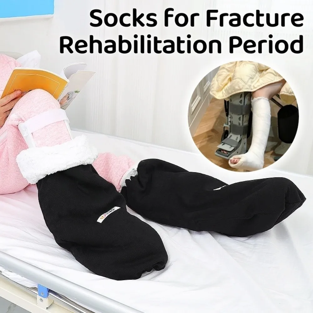 

1pc Cotton Fracture Socks Pull-on Fleece-lined Fracture Rehabilitation Period Socks Thicken Cold Resistant