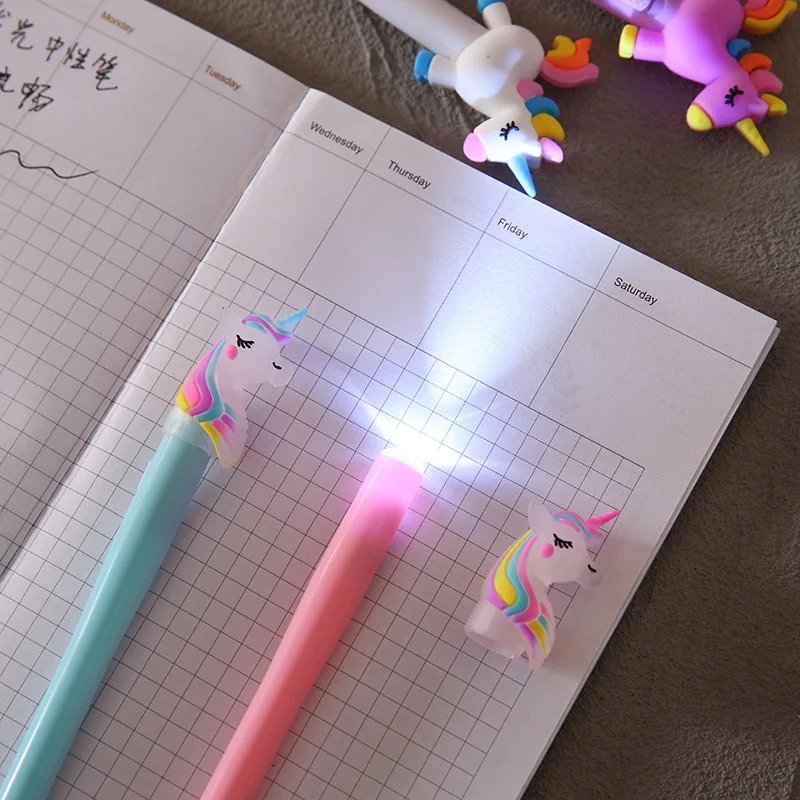 Neue kawaii Bär Pony Einhorn leuchtende Stift Briefpapier niedlichen Gel schreiber Schul bedarf Büro zubehör ein Geschenk für Kinder