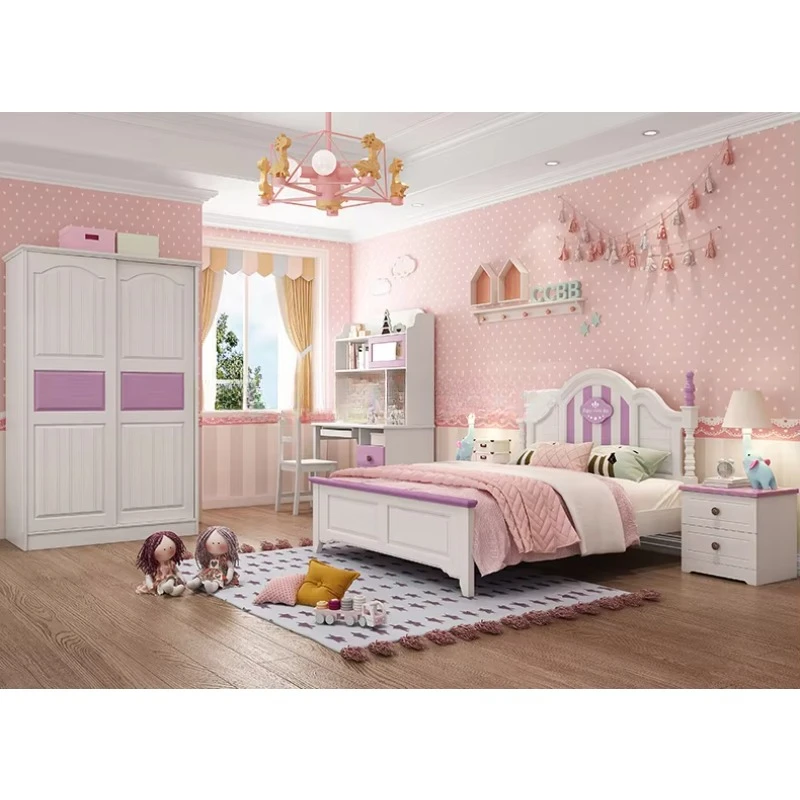 OE-FASHION 2021Wooden Beds Child  Wholesale Wooden Kids Bedroom Furniture Set For boys