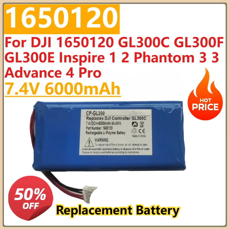 

New 7.4V 6000mAh Remote Controller Battery For DJI 1650120 GL300C GL300F GL300E Inspire 1 2 Phantom 3 3 Advance 4 Pro