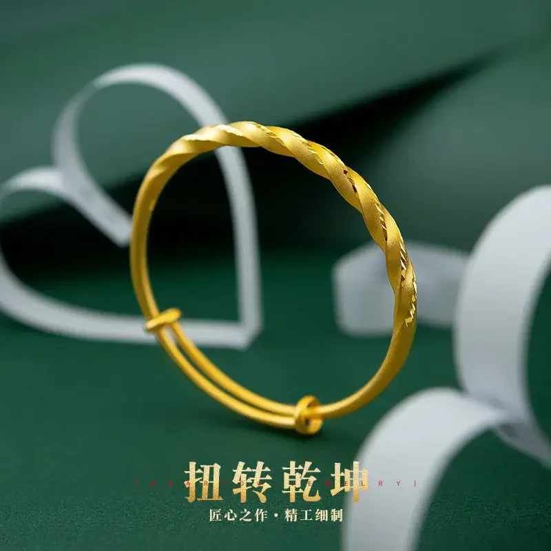 

UMQ Authentic Vietnam Placer Gold Custom Bracelet Women's Twist Qiankun Twist Push-Pull Non-Fading Fashion Bracelet