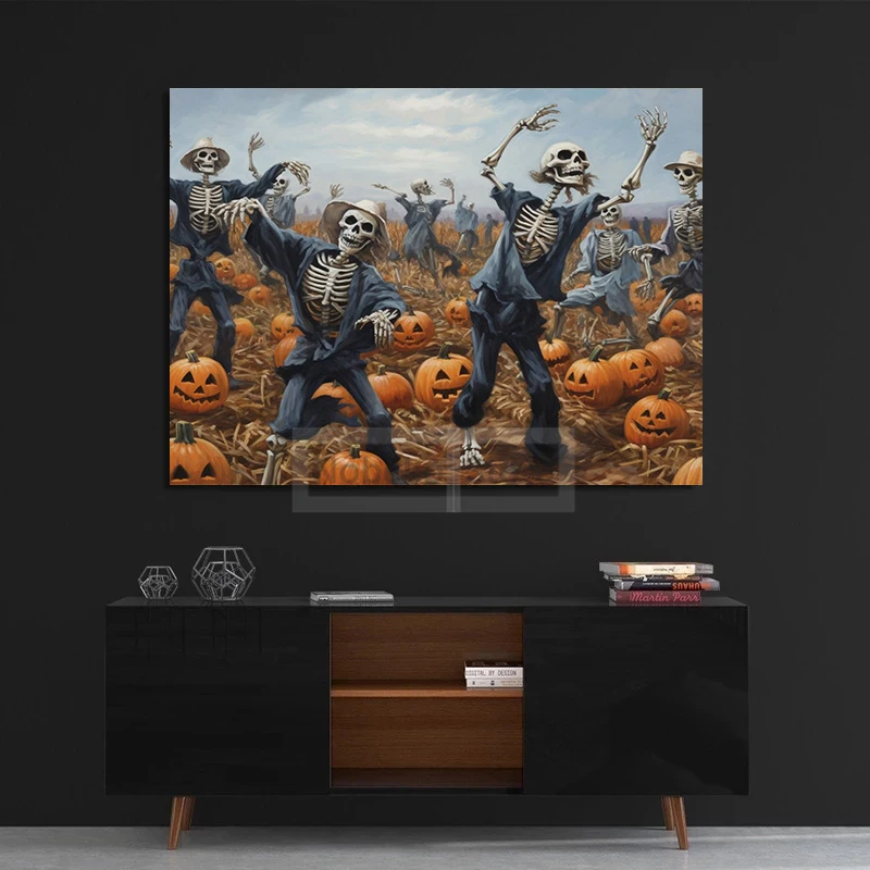 Funny Skeleton Posters Halloween Vintage Style Skull Skeleton Prints Canvas Painting Wall Art Pictures Living Room Home Decor