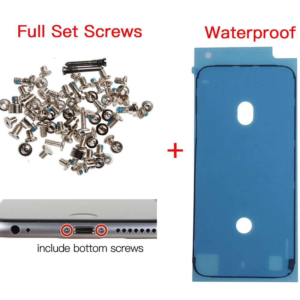 Full Set Screws Replacement For iPhone 7 8 Plus X XR XS 11 12 Mini Pro Max Include Bottom Screw And Waterproof Tape