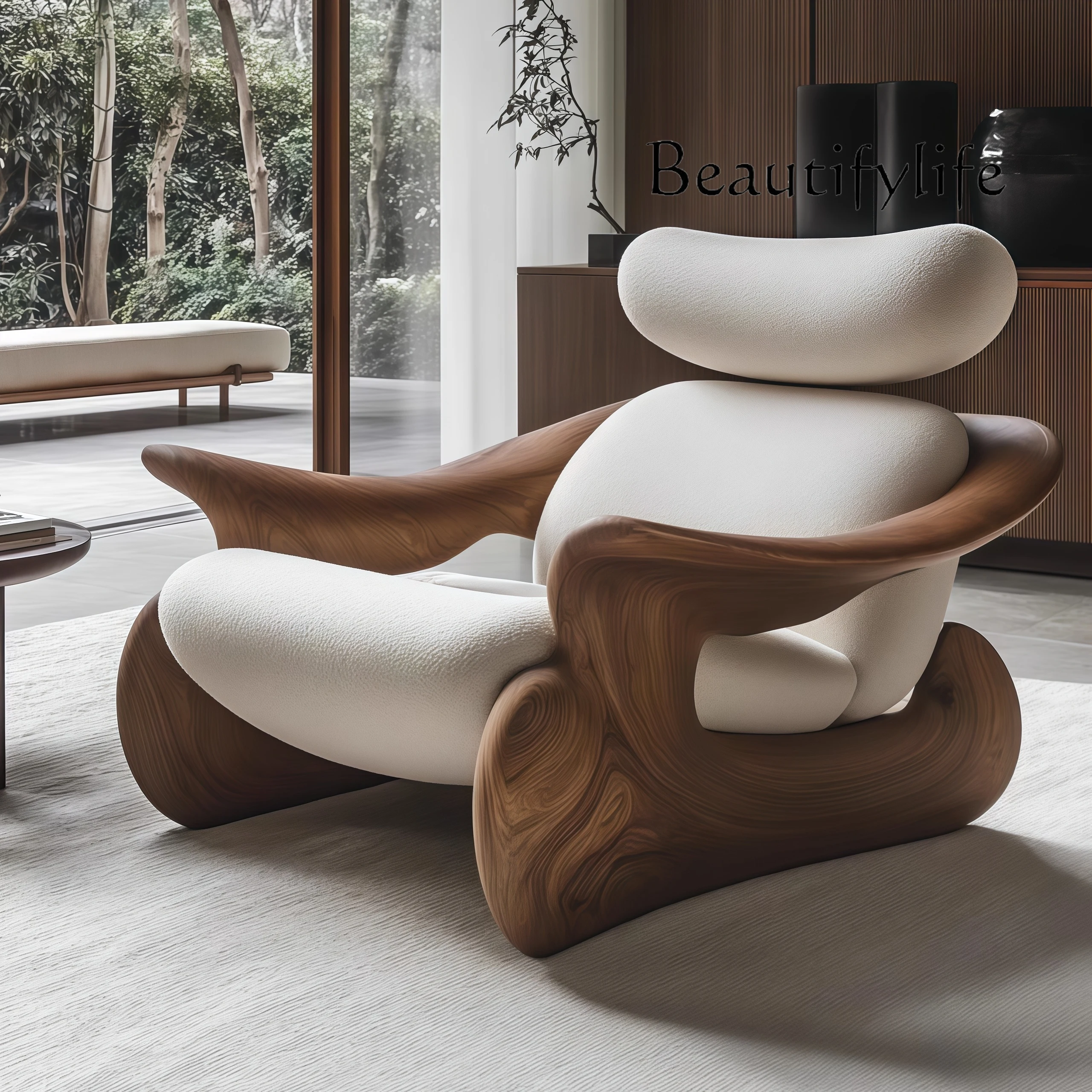 

Solid wood art leisure chair designer soft decoration creative special-shaped reception chair lazy chair