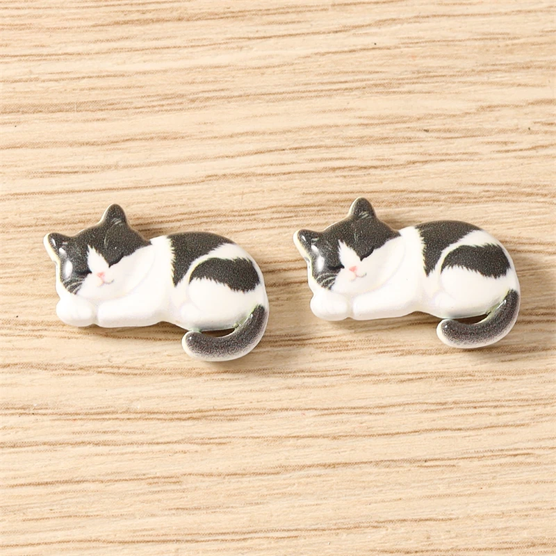 5 Stück 18x11mm Cartoon-Tier-Katzen-Abstandshalter, lose Anhängerperlen für die Schmuckherstellung, DIY handgemachte Armbänder, Halsketten, Bastelzubehör – Detail 8