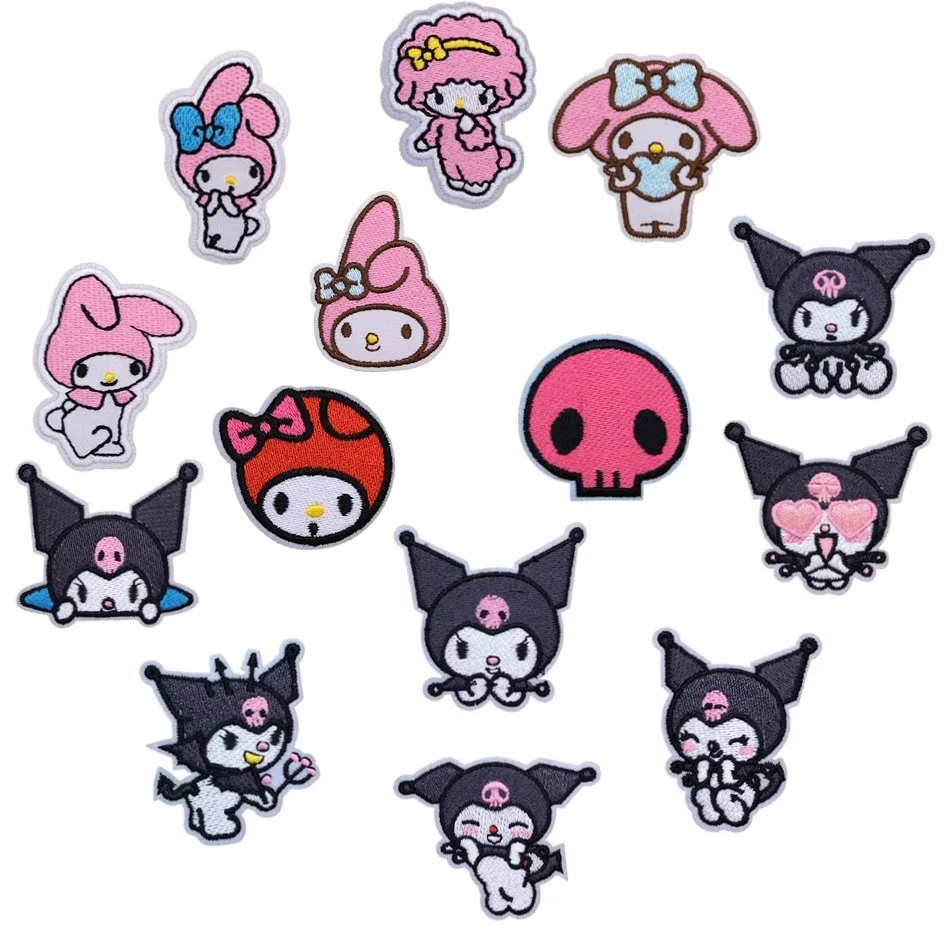 6/8Pcs Cartoon Kuromi Anime Melody Applique For Sew Child Clothes Iron on Embroidery Patches Decor Kwaii T-shirt Jeans Stickers