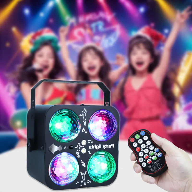 

RGB LED Disco Light Rotating DJ Ball Strobe Party Club Laser Show Strobe Lamp with Remote Sound Control Magic Dance Car Gift