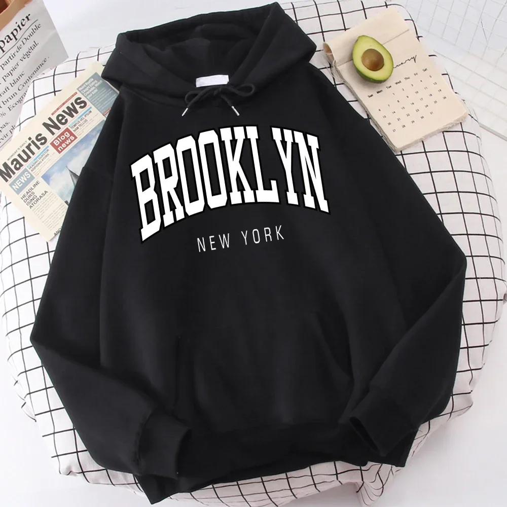 Sudaderas con capucha con estampado de Brooklyn New York para hombre, ropa de calidad, chándal clásico sencillo, moda Harajuku, ropa que combina con
