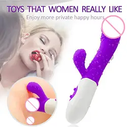 Soft Silicone Vibrator G Spot Clit Stimulator Waterproof Female Sex Toy AV Wand