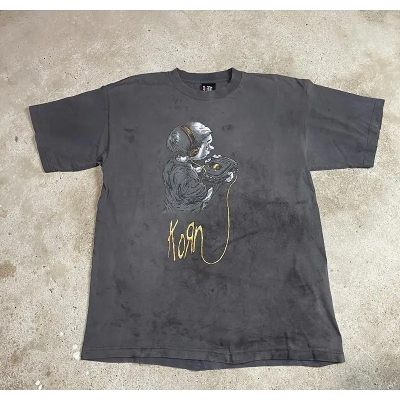 

Vintage KORN Follow The Leader T Shirt Faded Thrashed Gray 90s Giant Band XL
