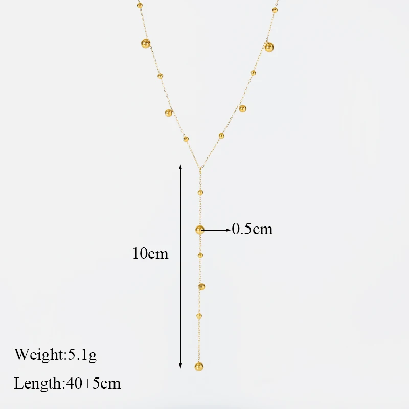 EILIECK stal nierdzewna 316L złoty kolor koraliki długi naszyjnik dla kobiet moda Choker łańcuszek do obojczyka biżuteria prezent ślubny — zdjęcie 3