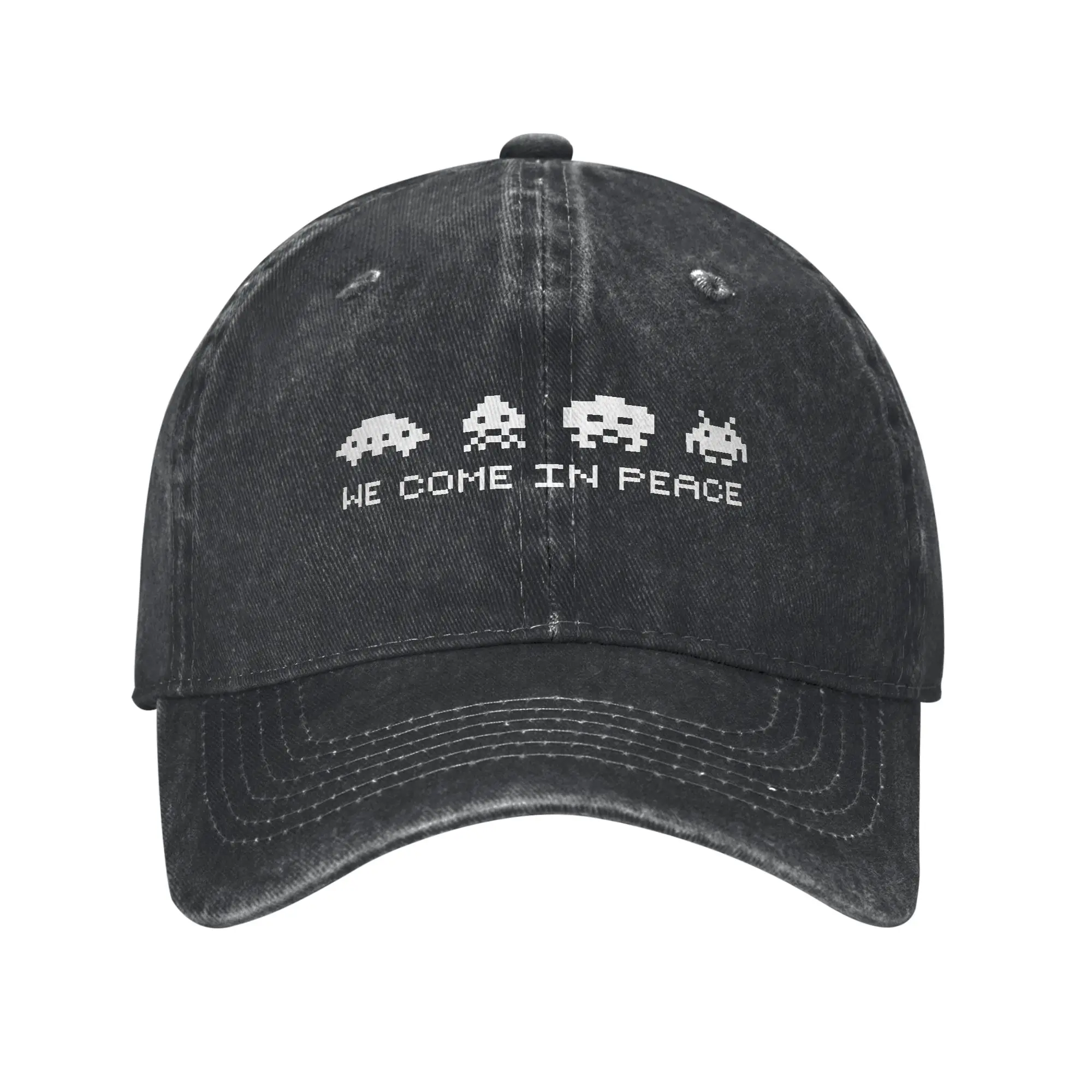 Space Invaders  Baseball Caps Arcade Games Distressed Denim Washed Cap Summer Unstructured Soft Headwear