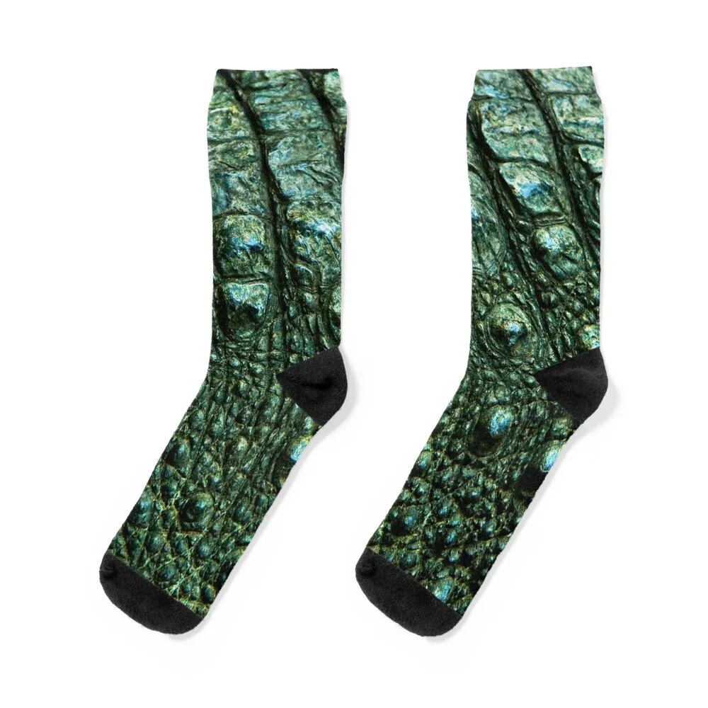 

Green Alligator Skin Socks sports stockings sheer Children's Running Woman Socks Men's