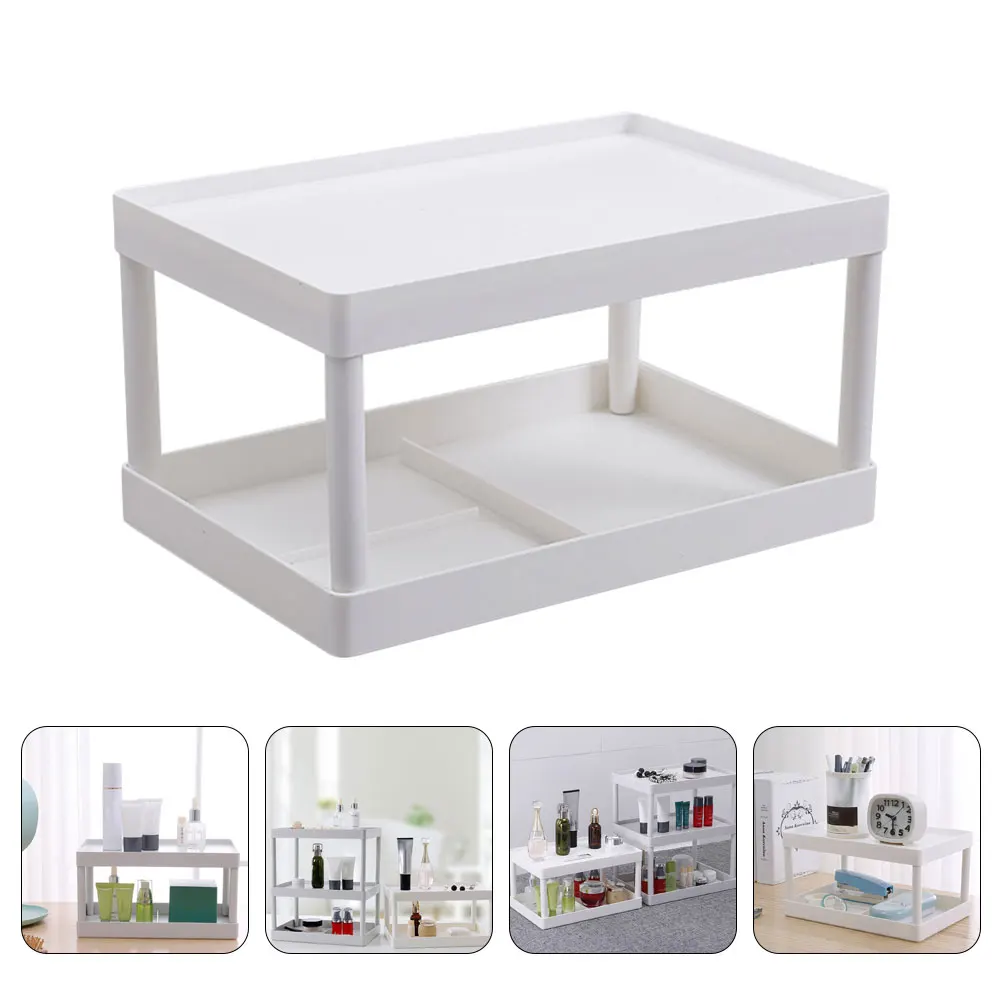 

1pc Modern Desktop Storage Rack Organizer Shelf White Frame for Stationery Cosmetics Office Supplies Convenient Clean Desk Decor