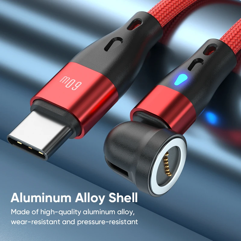 Kabel magnetyczny 3 w 1 PD 60W 7-pinowa ładowarka magnetyczna 540 Obróć szybkie ładowanie Kabel Micro USB typu C do iPhone Xiaomi Realme