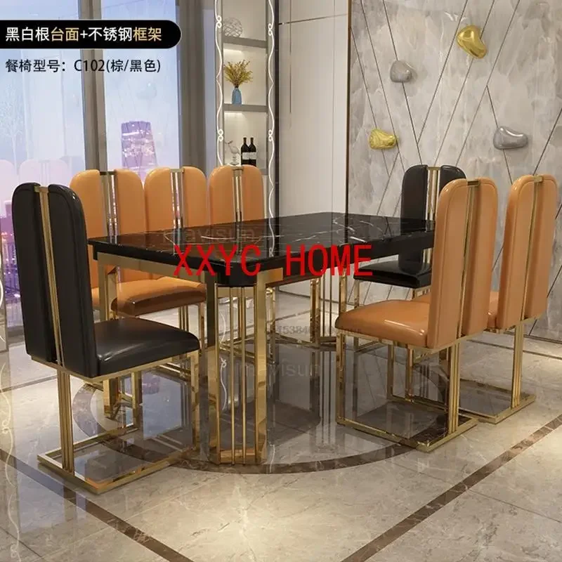 Modern Simple Rectangular  Kitchen Home Room Furniture Dining Table With Chairs