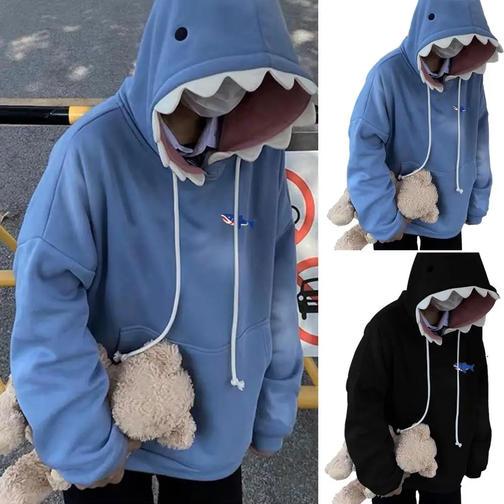 Polyester Fabric Sweatshirt Men Hoodie Cozy Stylish Fun Patch Hooded Sweater Trendy Autumn Pullover for Couples Men Women