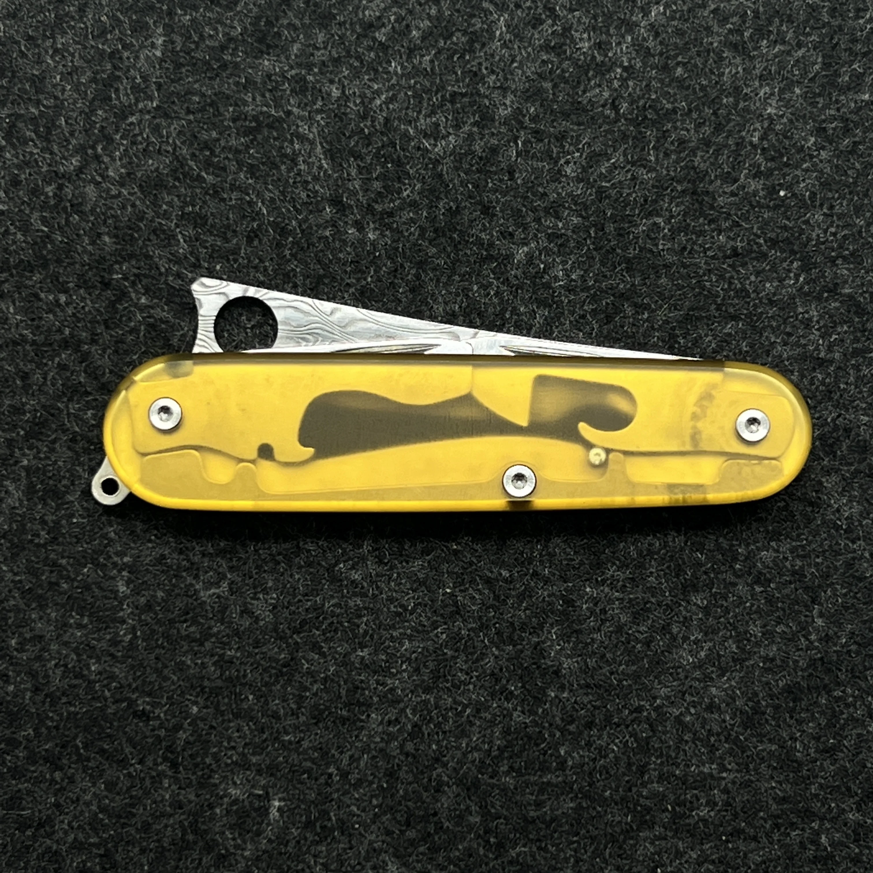 شفرة بديلة مصنوعة يدويًا من الفولاذ الدمشقي مع فتحة سهلة الفتح لسكين الجيش السويسري Victorinox مقاس 84 مللي متر هدية إكسسوارات ذاتية الصنع