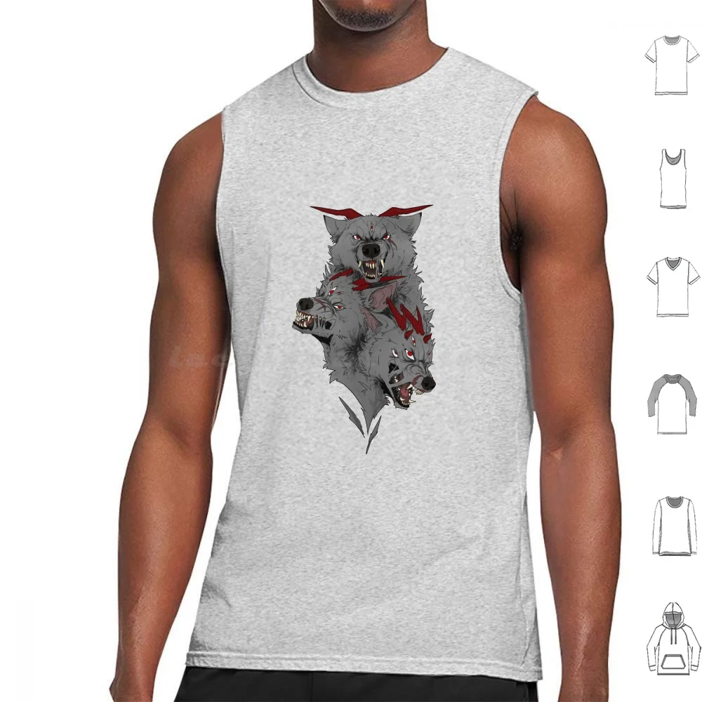 Wolf Demon Tank Tops Vest Sleeveless Wolf Demon Devonic Cerberus Demonic Cerberus Wolf Demon Magical Curse Angry Ferocious