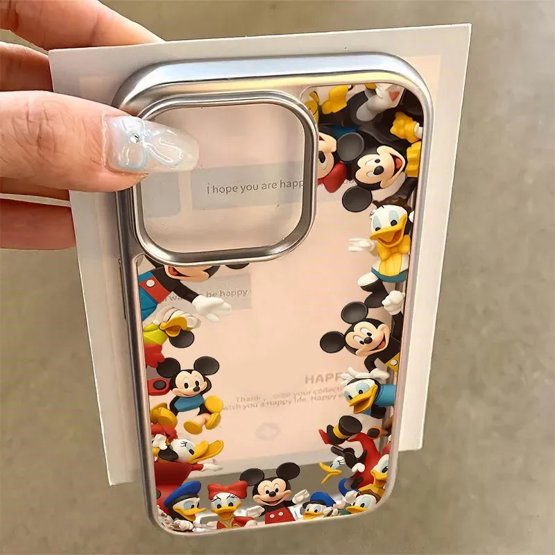 Disney Mickey Minnie Mouse Friends Strap Phone Case For iPhone 16 14 12 13 11 15 Pro Max XR XS MAX 7 8 Plus Y2K Kawaii Cover