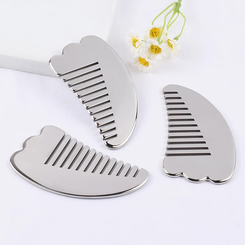 stainless steel Massage Comb Head Face Scalp Gua Sha Massager Facial Wide Tooth Guasha Scraping Body Massage Shaping Relaxation