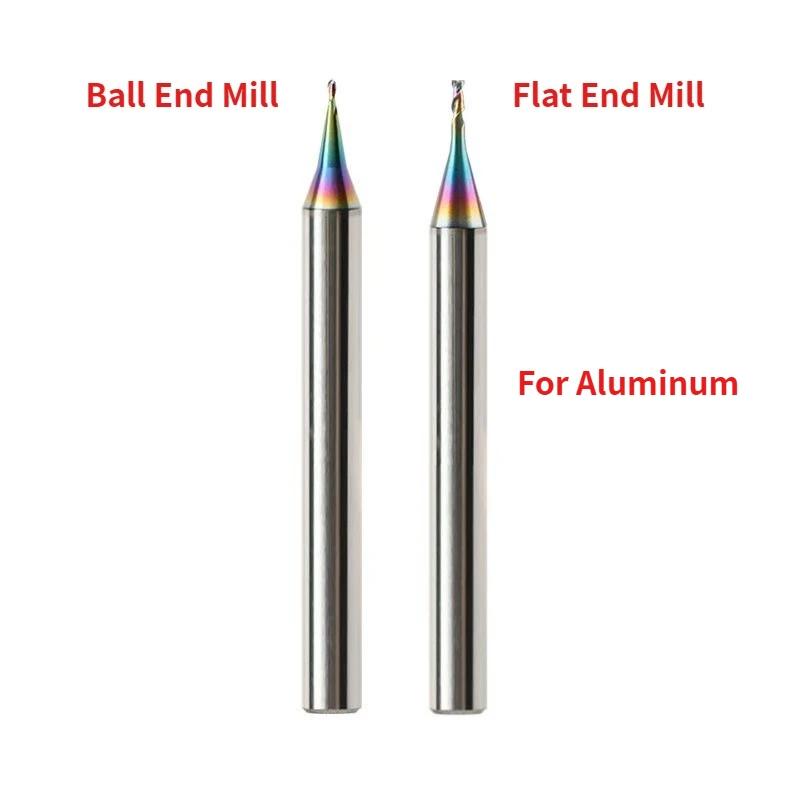 HRC60 D0.1-0.9 R0.05-R0.45 Micro 2 Flöten Flachschaftfräser CNC-Fräser 4 mm Schaft Wolframkarbid-Schaftfräser Mini-Fräser