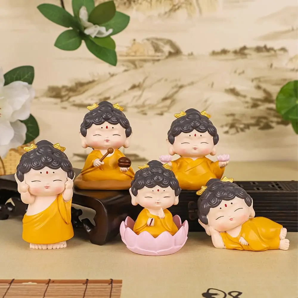 

Cute Mini Buddha Guanyin Statues Resin Craft Chinese Style Cartoon Buddha Figures DIY Delicate Buddha Ornaments Living Room