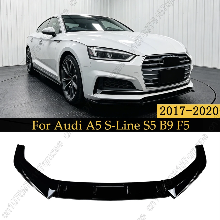 

3PCS Front Bumper Lip Spoiler Splitter Chin For Audi A5 S-Line S5 B9 F5 Pre Facelift 2017-2020 Gloss Black Body Kits