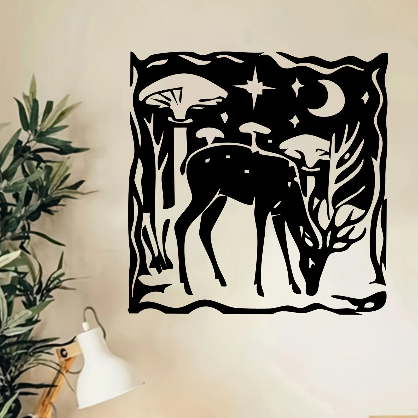 Deer And Forest Metal Wall Art, Rustproof Iron Mural, Christmas Thanksgiving Gift for Nature Lovers, Waterproof Rustproof,