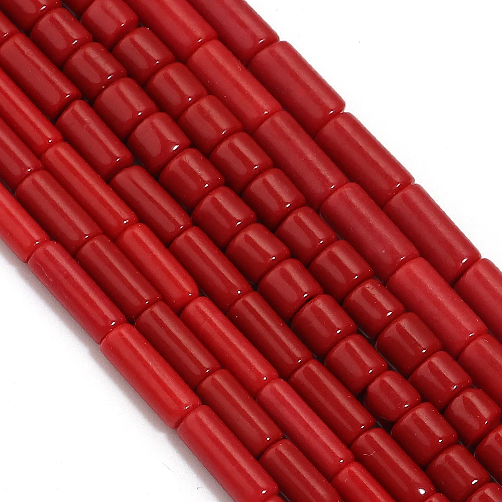 42-98 teile/los Nachahmung Rote Korallen Perlen Zylinder Form Lose Spacer Perlen Für Schmuck Machen DIY Halskette Armband Zubehör