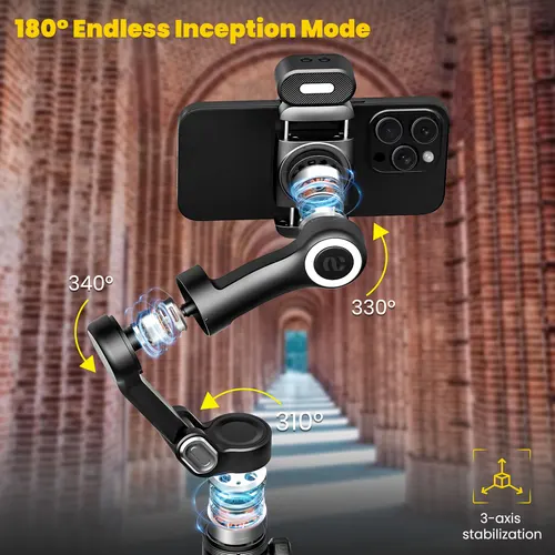 Imagen 2 del producto AOCHUAN Smart XPro Combo1 Estabilizador de cardán portátil de 3 ejes para iPhone y Android Smartphone Estabilizador Combo