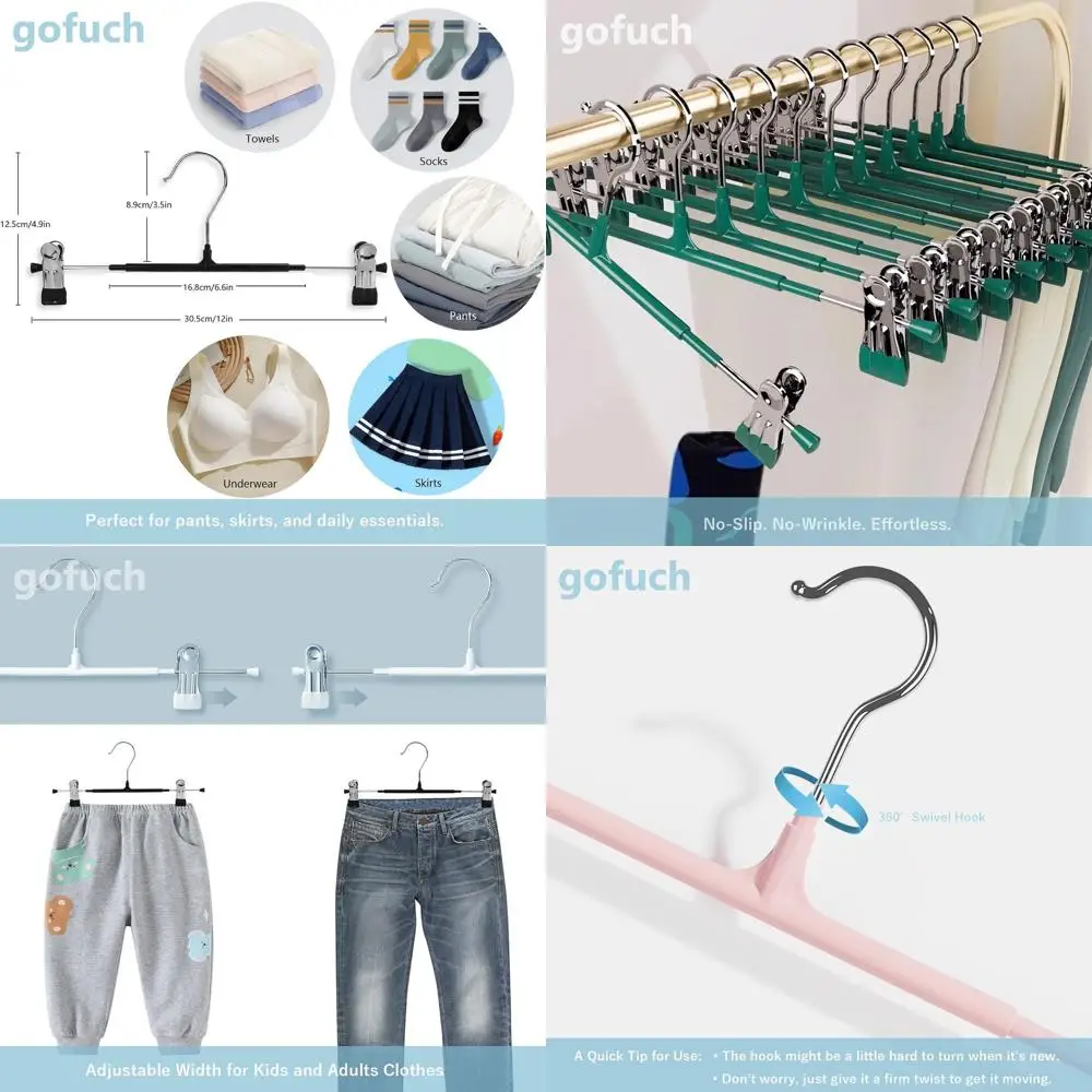 

50 упаковок сверхпрочных нескользящих регулируемых компактных вешалок для юбок для брюк, джинсов, шорт — белые, 12 дюймов
