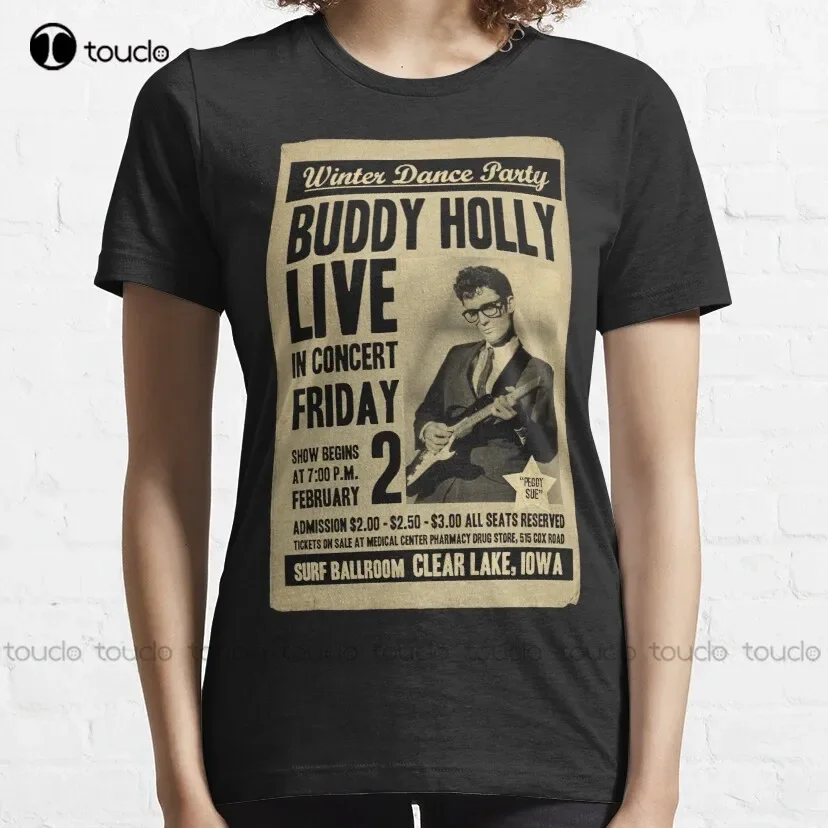 Buddy Holly Concert Poster. T-Shirt Yellow Shirt Custom Aldult Teen Unisex Digital Printing Tee Shirt Xs-5Xl Fashion Funny