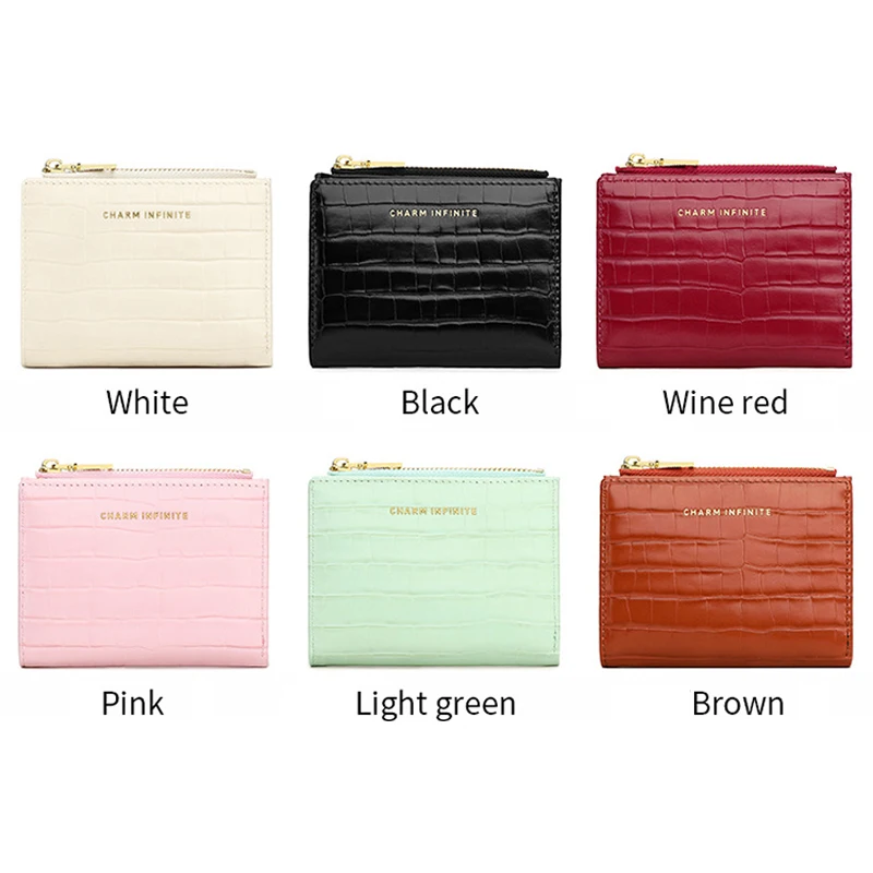 Cartera corta de piel suave para mujer, bolso para tarjetas, multifuncional, elegante, con cremallera, pequeño, minimalista