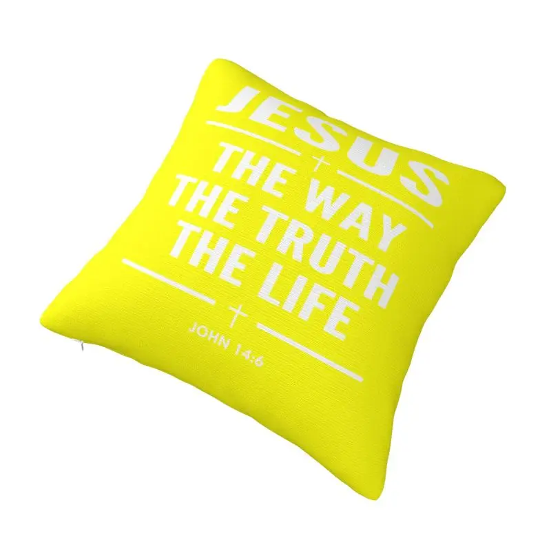 Custom Nordic Jesus The Way The Truth The Life Cushion Cover Polyester Religion Cross Christian Faith Pillow Case