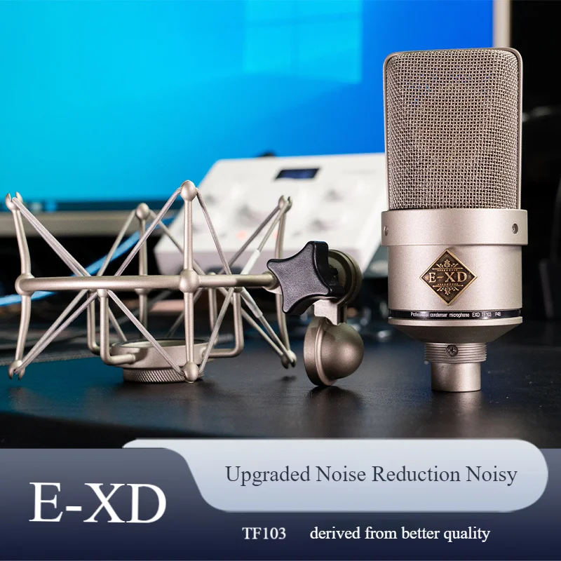 EXD-TF103 Studio Condenser Mic 34mm Gold Diaphragm Cardioid  48V Phantom Power for Podcast/Vocal/Instruments Low Noise High SPL