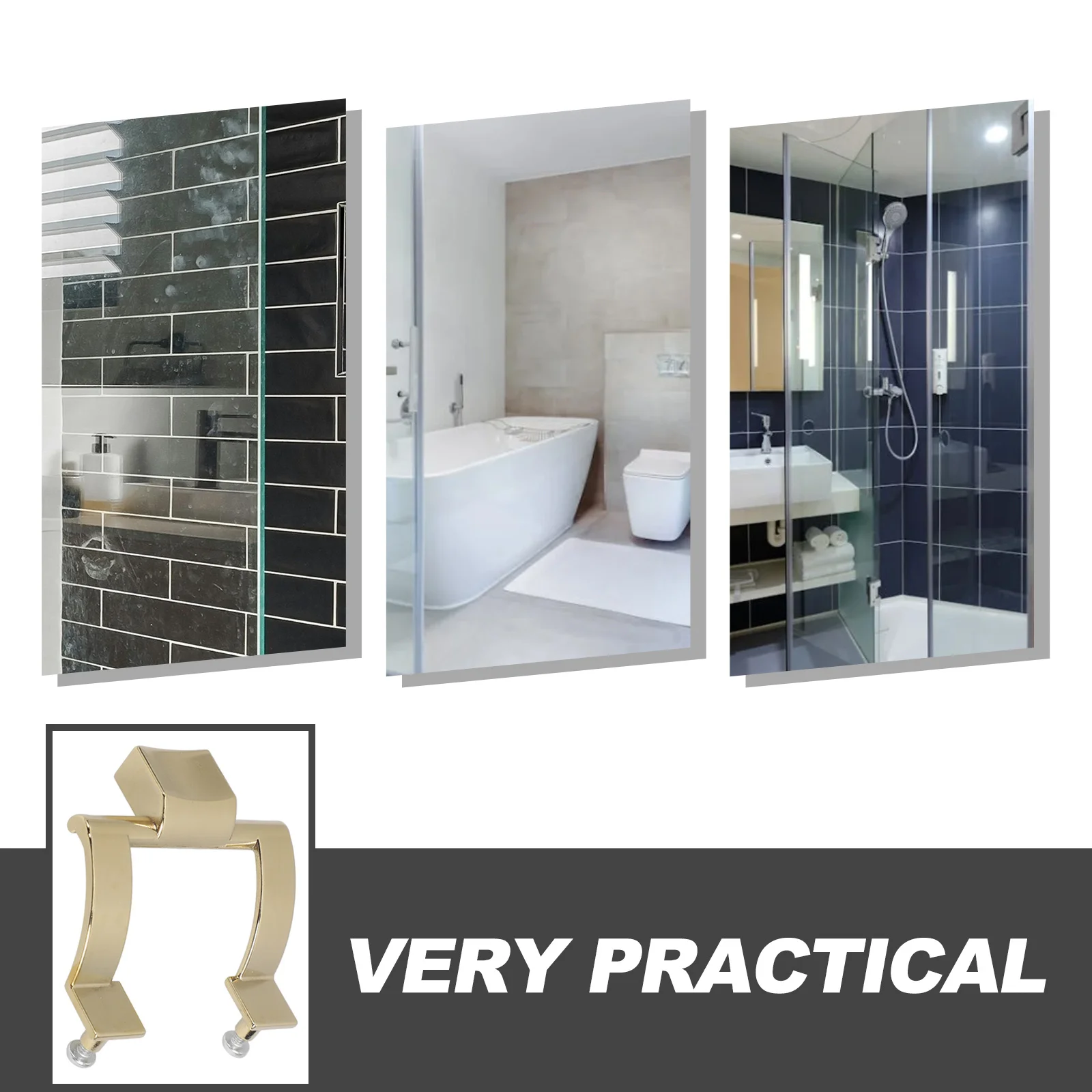 

2Pcs Zinc Alloy Shower Door Handle Replacement Sliding Door Metal Pull for Bathroom Grab Bars Shower Grab Bar Pull Back Handle