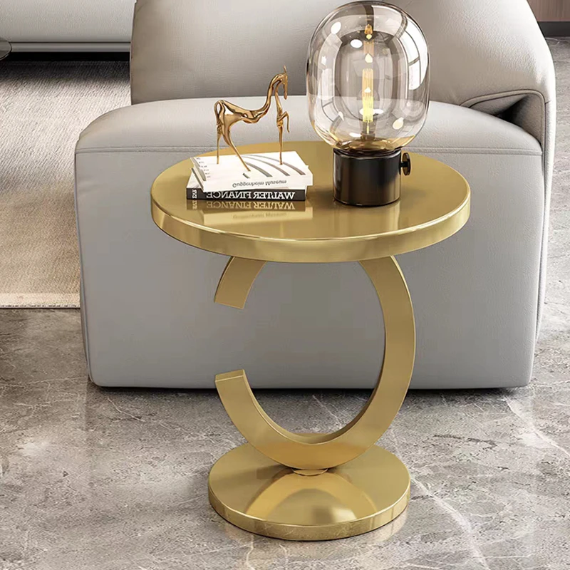 Luxury Stainless Steel Wire Drawn Coffee Table Living Room Coffee Table Designer Hotel Round Tea Table Home Decoration