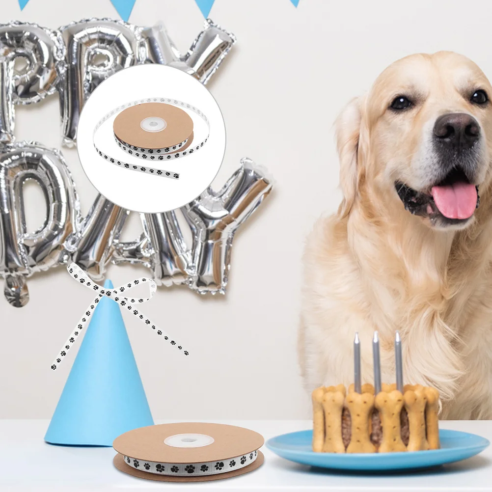 

2 Rolls 1 Yard Pet Paw Print For Dogs Cats Polyester Craft Diy Supplies Small Dog Clothing Accessories Holiday Party Decoration