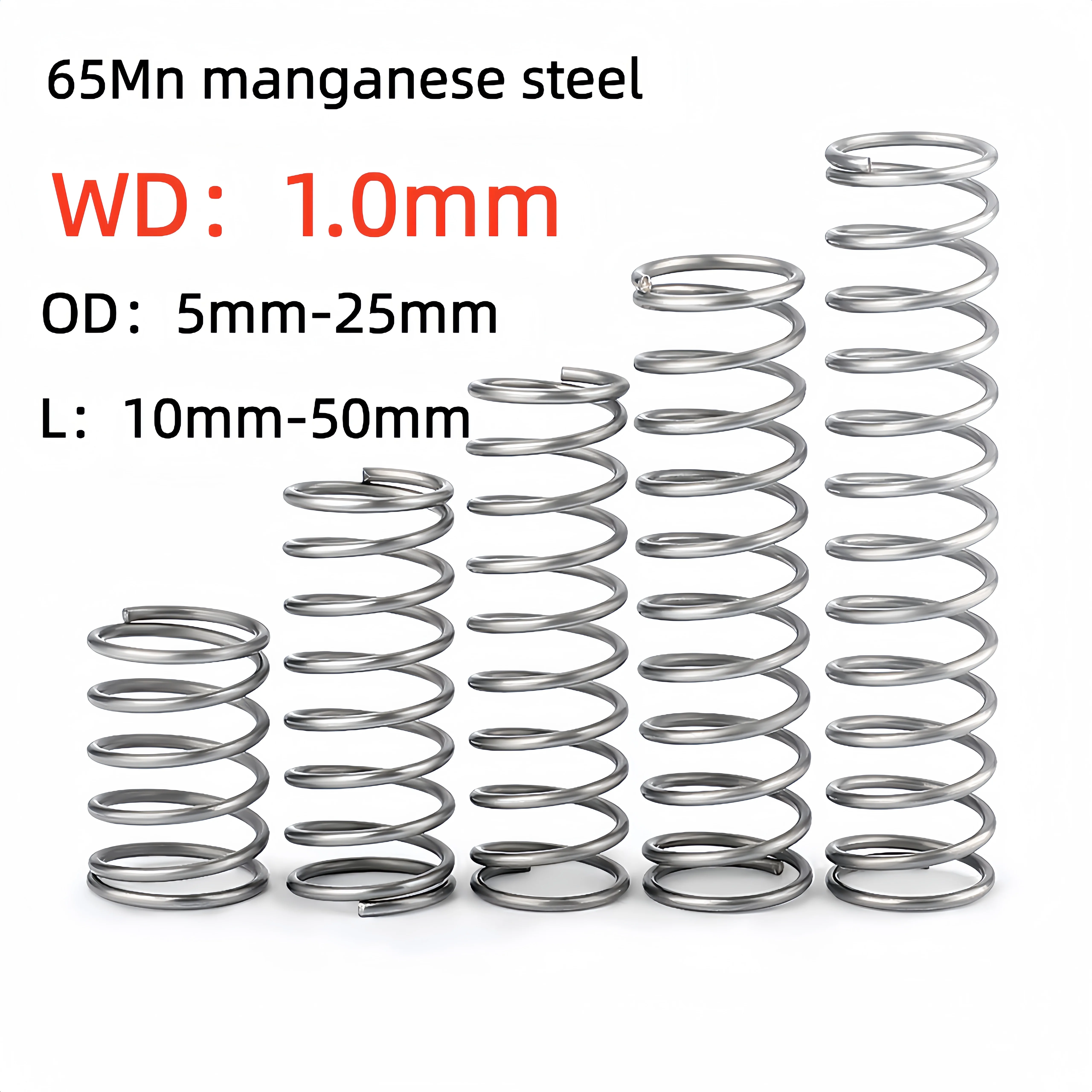 Industrial 1.0mm Wire Spring Steel Compression Spring Shock Damping Rebound Return Coil Spring Various Sizes Small Large Load Sp