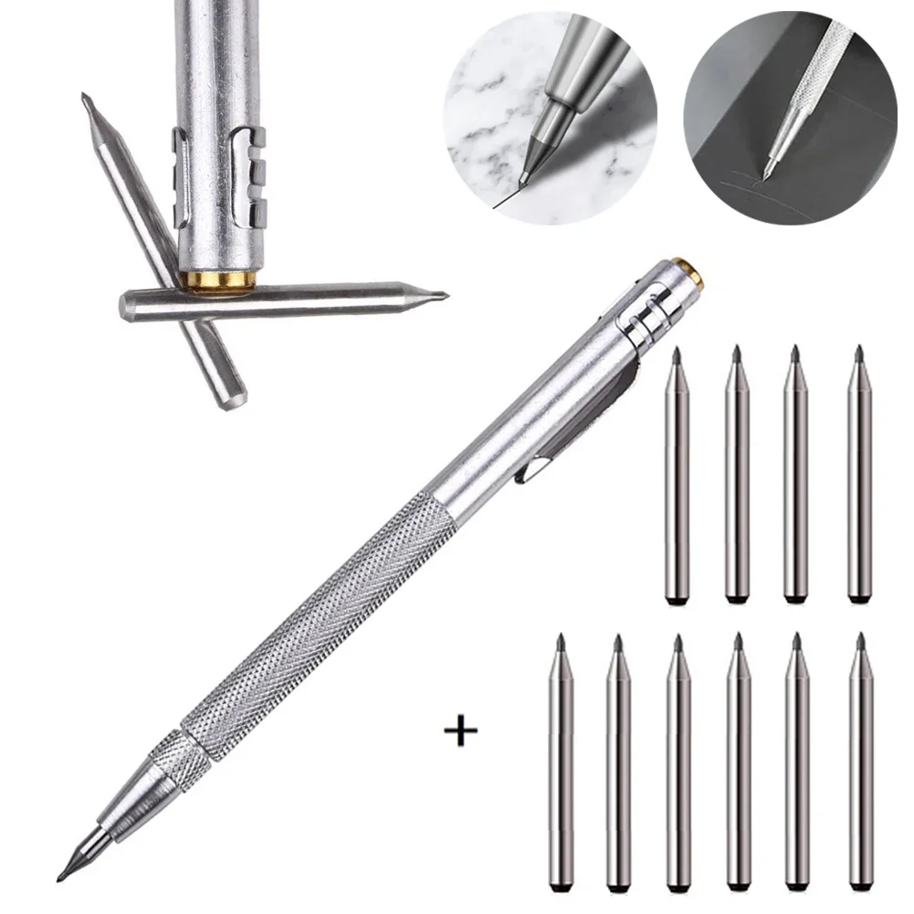 Scriber Gravura Pen para Vidro Metal e Madeira, Tungsten Aço Dica, Carboneto de Tungstênio, Ferramentas de Marcação, Construção